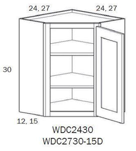 WDC2430R-Wall Diagonal Corner 24"x30" Right HNG - White Shaker - Assembled - Daves Same Day Cabinets