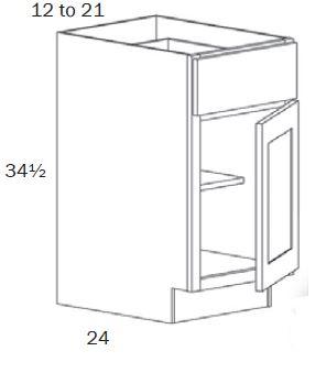 B12L-Base 12 Left Hinge - White Shaker - Assembled - Daves Same Day Cabinets