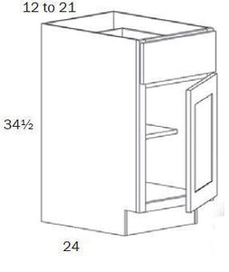 B21R-Base 21 Right Hinge - White Shaker - Assembled - Daves Same Day Cabinets