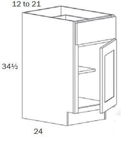 B12R-Base 12 Right Hinge - White Shaker - Assembled - Daves Same Day Cabinets