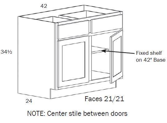 B42-Base 42 - White Shaker - Assembled - Daves Same Day Cabinets