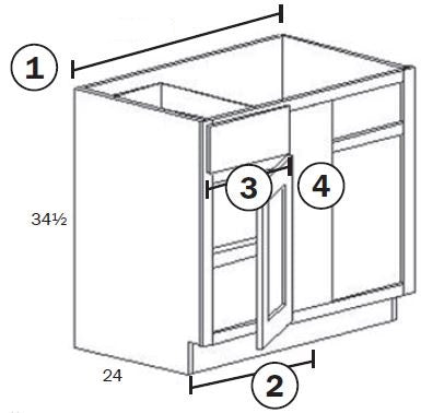 BB42-48BL-Base Blind 42-48 Left Blind - White Shaker - Assembled - Daves Same Day Cabinets