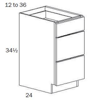 BD324-Base 3 Drawer 24 - White Shaker - Assembled - Daves Same Day Cabinets