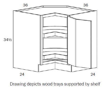 BLS36R-WD-Base Lazy Susan 36 Right HNG, Wood Tray - White Shaker - Assembled - Daves Same Day Cabinets