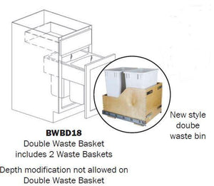 BWBD18-Base Double Wastebasket 18 - White Shaker - Assembled - Daves Same Day Cabinets