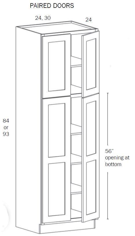 TP3093-Tall Pantry 3093 (Double Door)- White Shaker - Assembled - Daves Same Day Cabinets