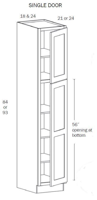 TP1884L-Tall Pantry 1884 Left HNG - White Shaker - Assembled - Daves Same Day Cabinets