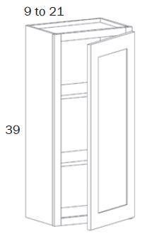 W1539L-Wall 1539 Left HNG - White Shaker - Assembled - Daves Same Day Cabinets