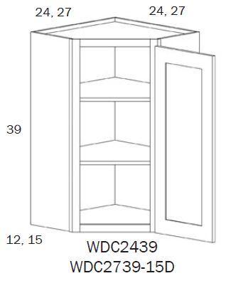 WDC2439R-Wall Diagonal Corner 24"x39" Right HNG - White Shaker - Assembled - Daves Same Day Cabinets