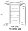 WDC2430L-Wall Diagonal Corner 24"x30" Left HNG - White Shaker - Assembled - Daves Same Day Cabinets