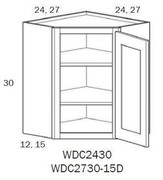 WDC2430R-Wall Diagonal Corner 24"x30" Right HNG - White Shaker - Assembled - Daves Same Day Cabinets