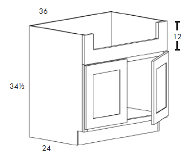 BFS36-12-Base Farm Sink 36 - White Shaker - Assembled - Daves Same Day Cabinets